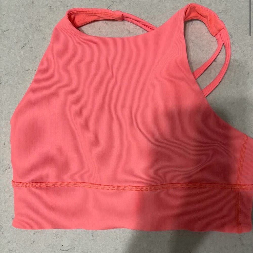 LIKE NEW!! Stunning coral color, ribbed lululemon top